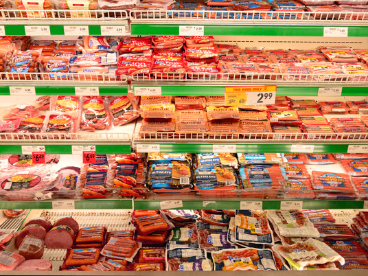 Photo of alt-meat products on special in the meat case