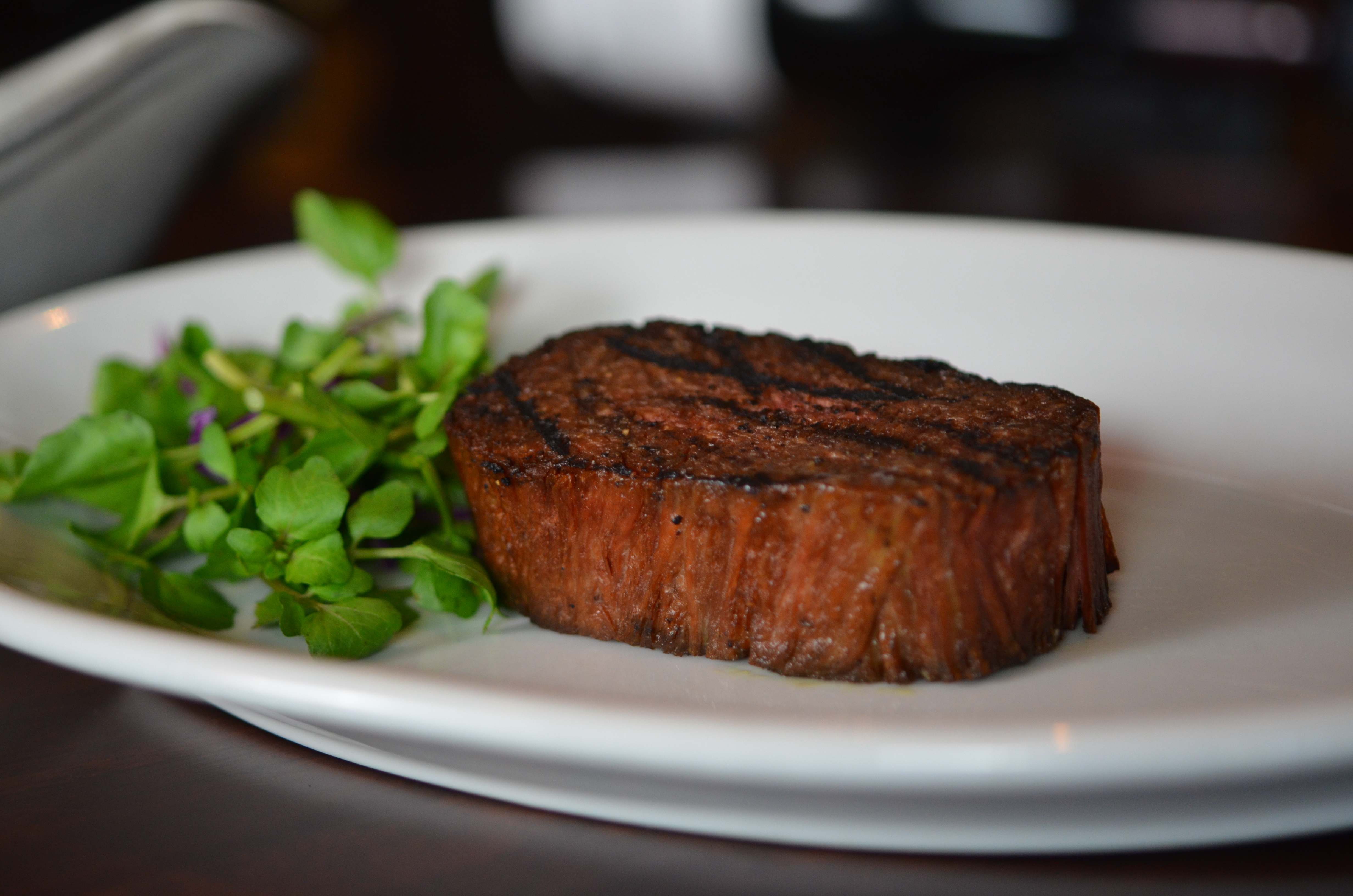 Chunk plant-based steak on a plate
