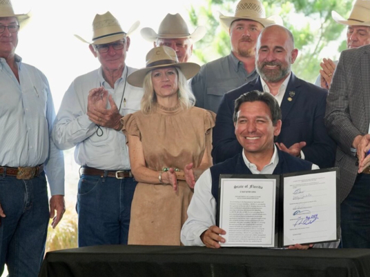 Gov. Ron DeSantis after signing a state bill banning cultivated meat for consumption in Florida.